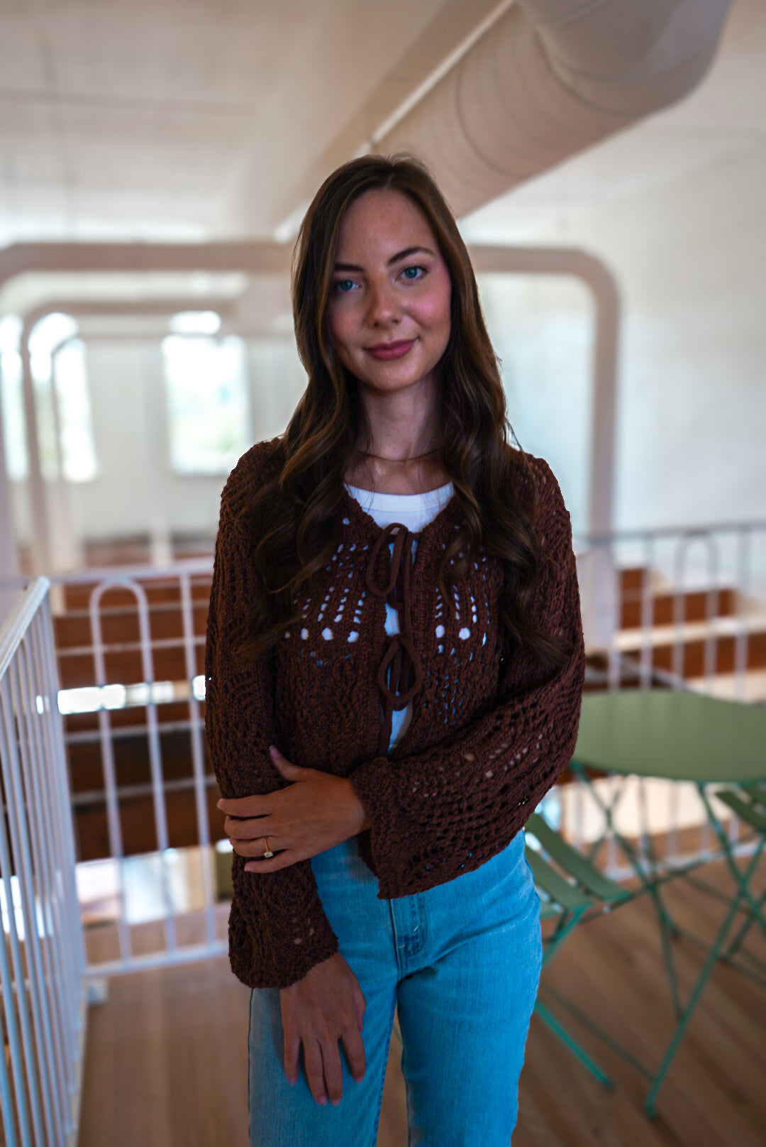 Brown Front Tie Cardigan