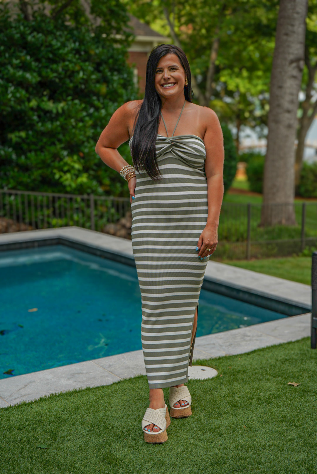 Belly Stripped Maxi Dress