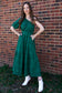 Morning Glory One Shoulder Hunter Green Dress