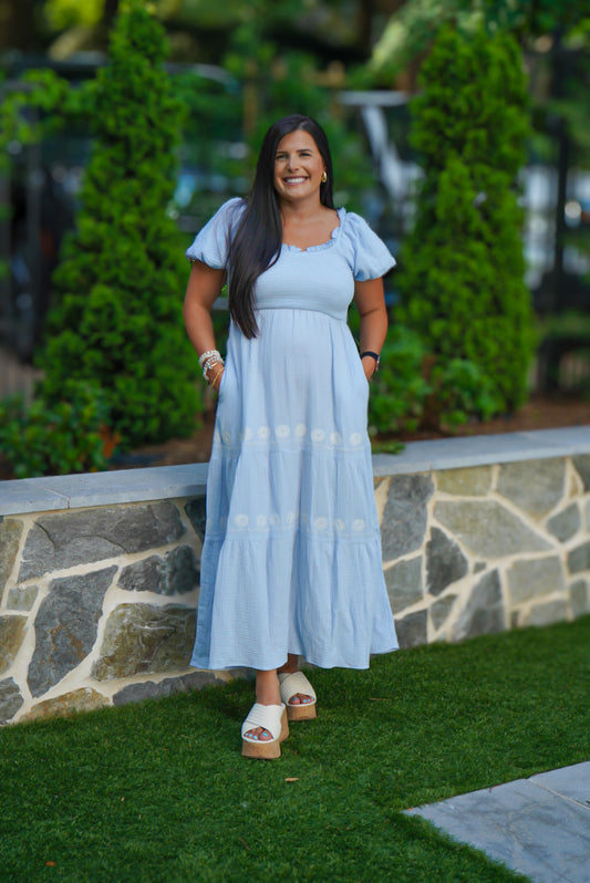 Sweet Magnolia Embroidered Lace Maxi Dress