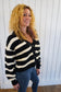 Striped Sweater  Cardigan - Black/White