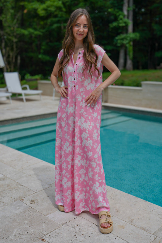 Pink Floral Jumpsuit