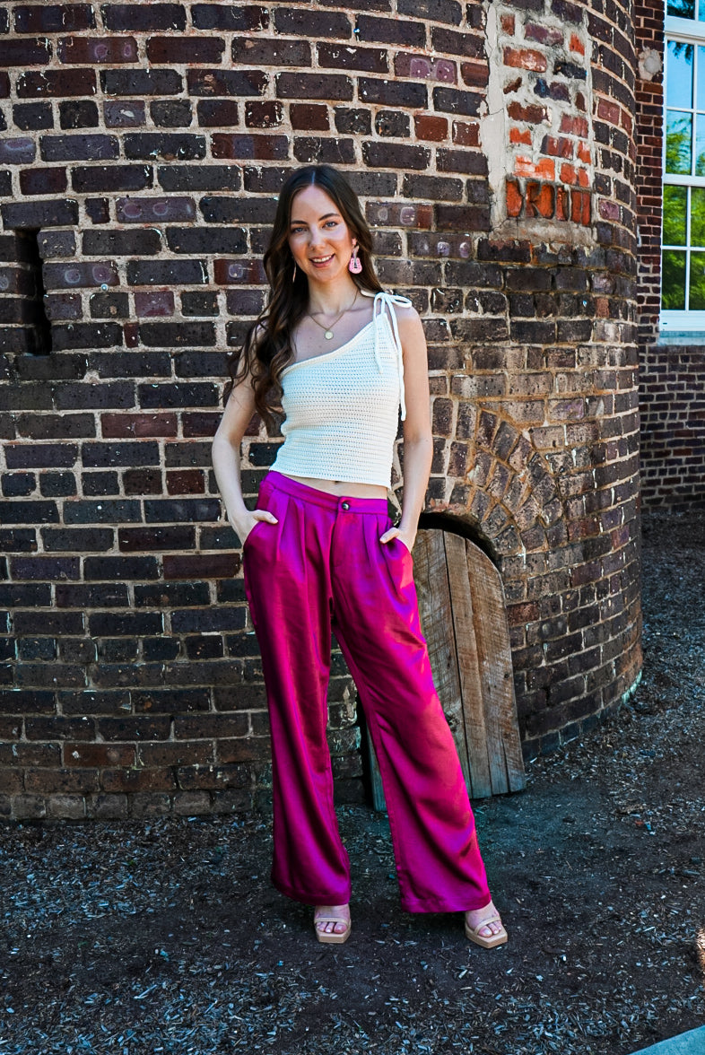 Fuchsia Satin Trousers