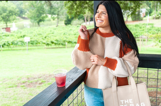 Warm Cider Color Block Sweater