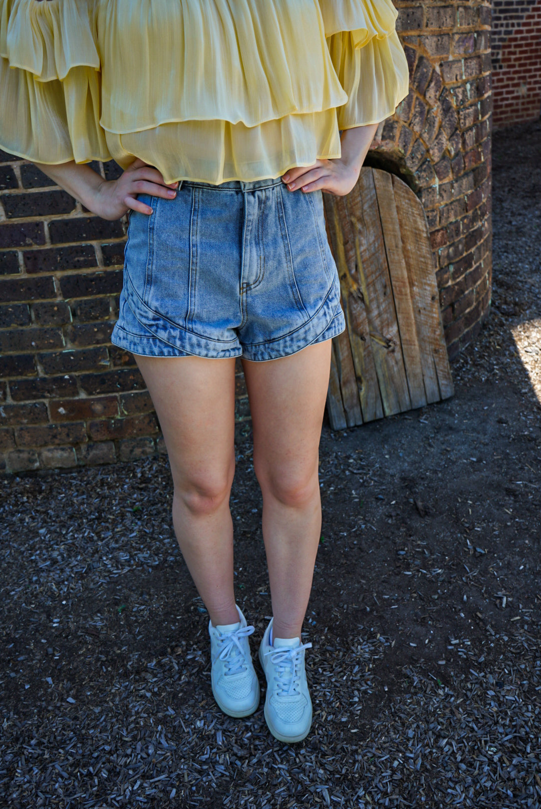 Light Denim High Waisted Shorts