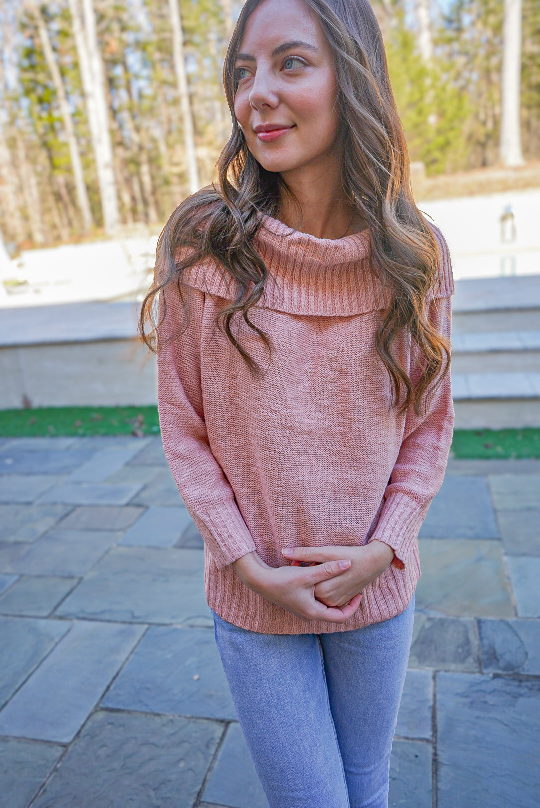 Forever Mine Off The Shoulders Pink Sweater