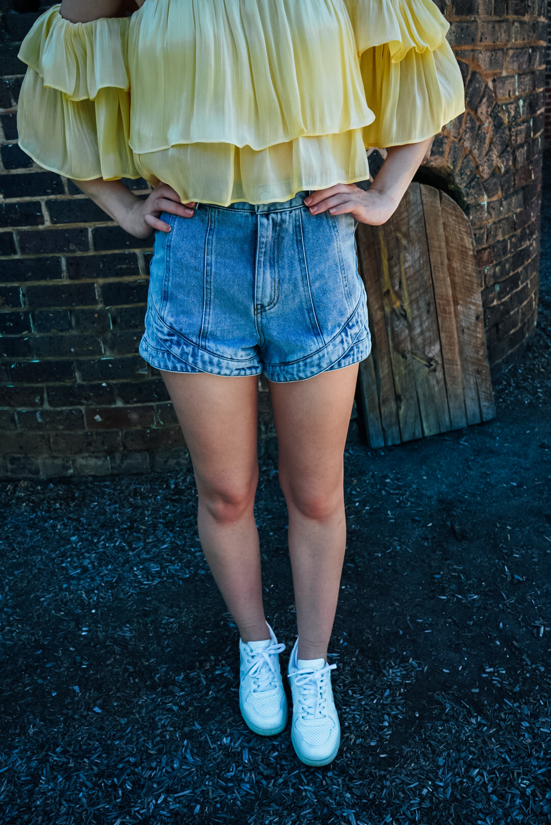 Light Denim High Waisted Shorts