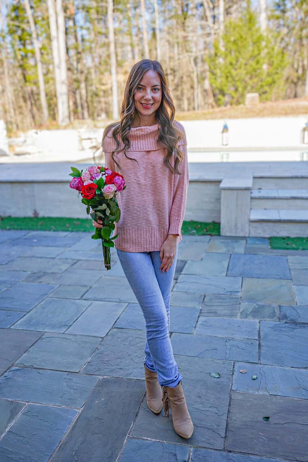 Forever Mine Off The Shoulders Pink Sweater