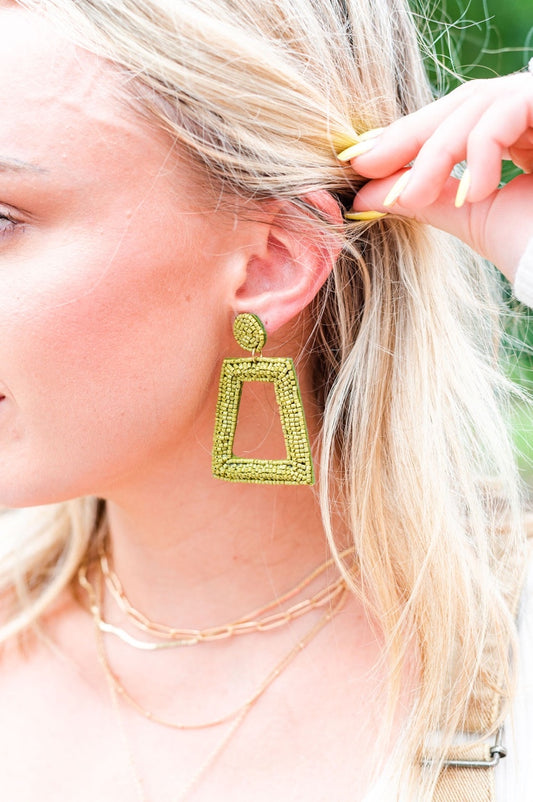 Geo Green Earrings