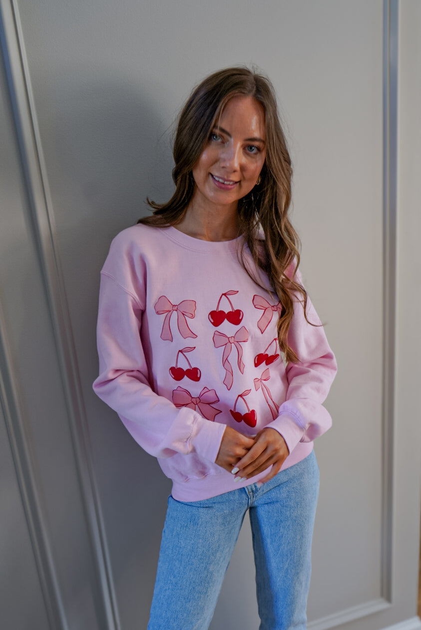 Ribbon & Cherry Pink Sweatshirt