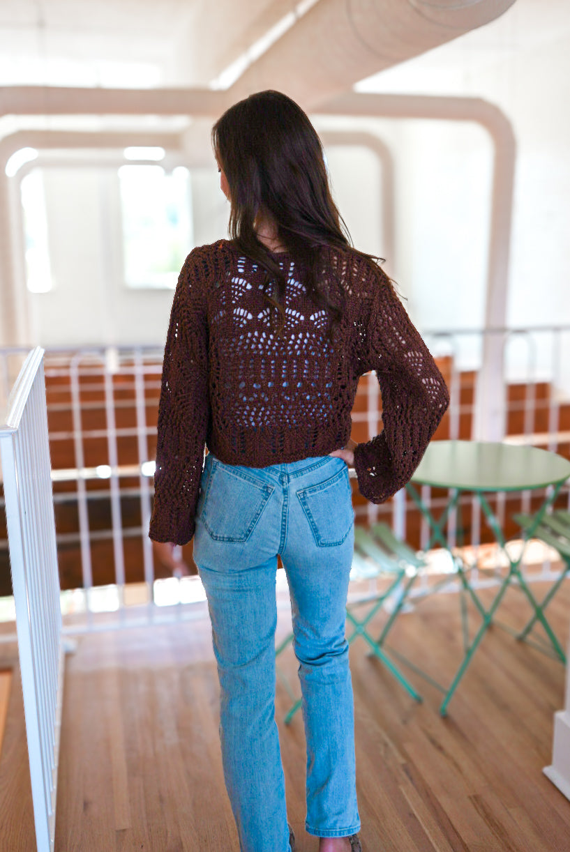 Brown Front Tie Cardigan