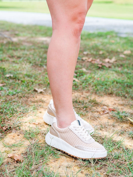 Golden Elegance Woven Bone Sneakers ⭐️ sizes left 6,6.5,9