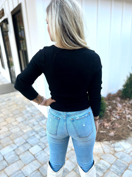 Wild As You Long Sleeve Black Top π€ 1 large left