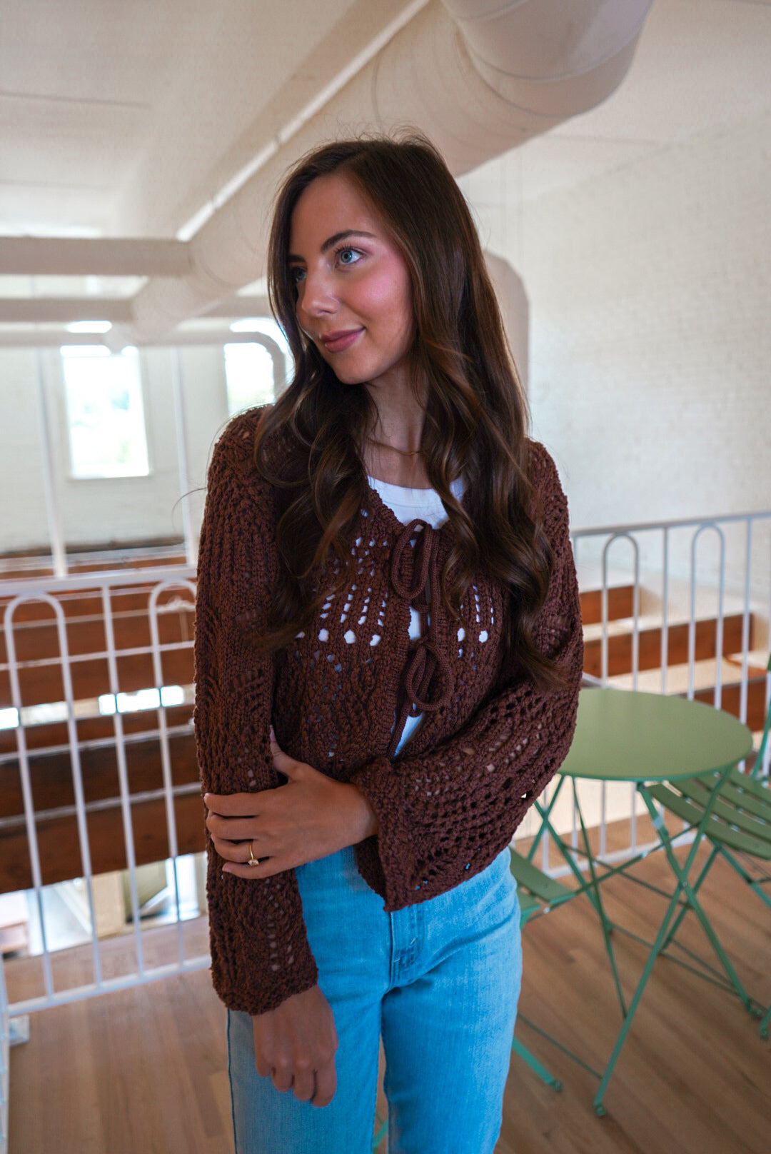 Brown Front Tie Cardigan