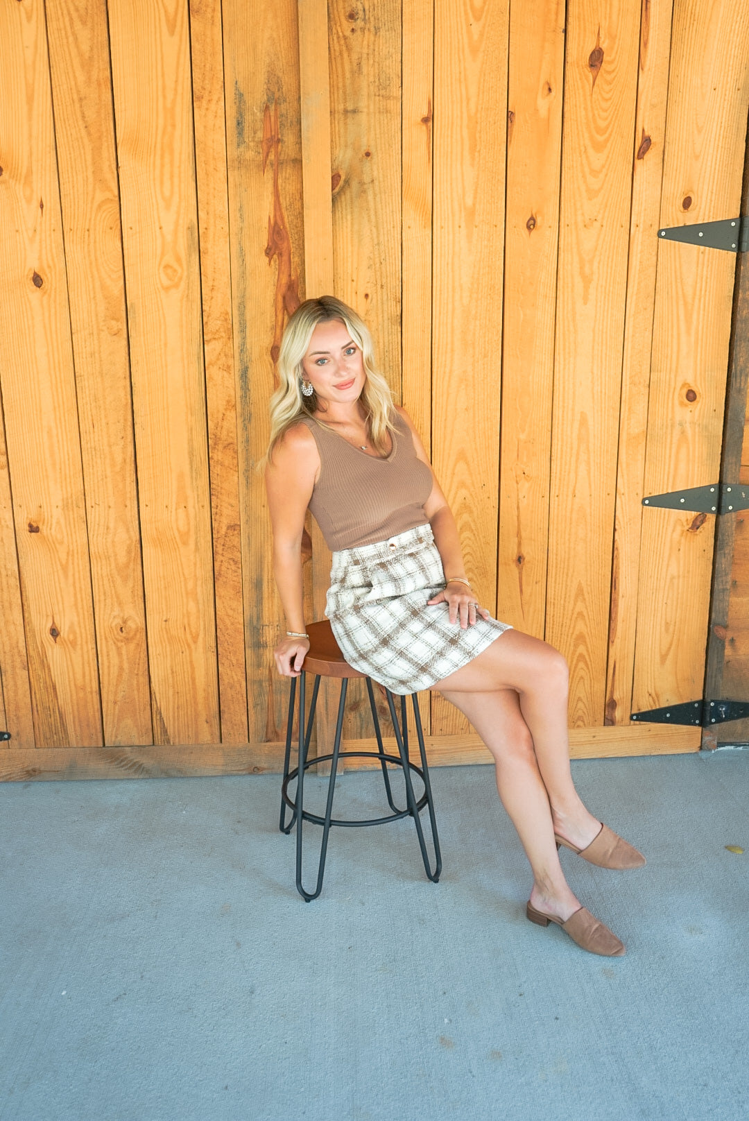 Classically Chic Ivory Mocha Plaid Skirt ☕️ 1 medium & large left