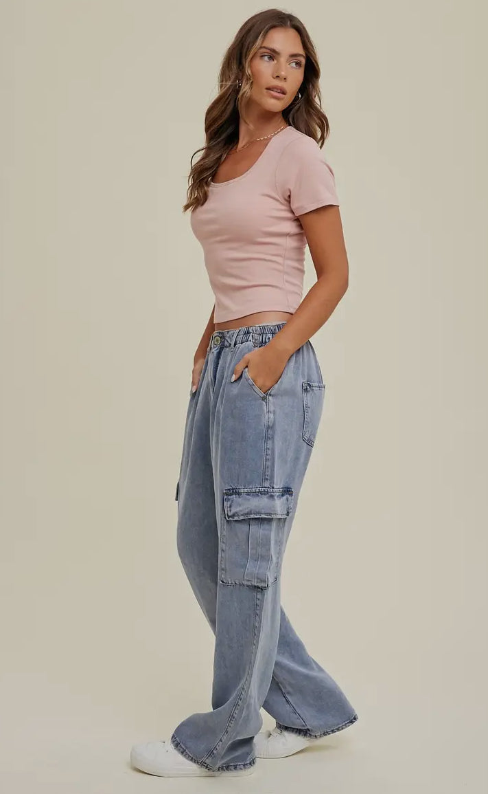 Rose Ribbed Padded Top