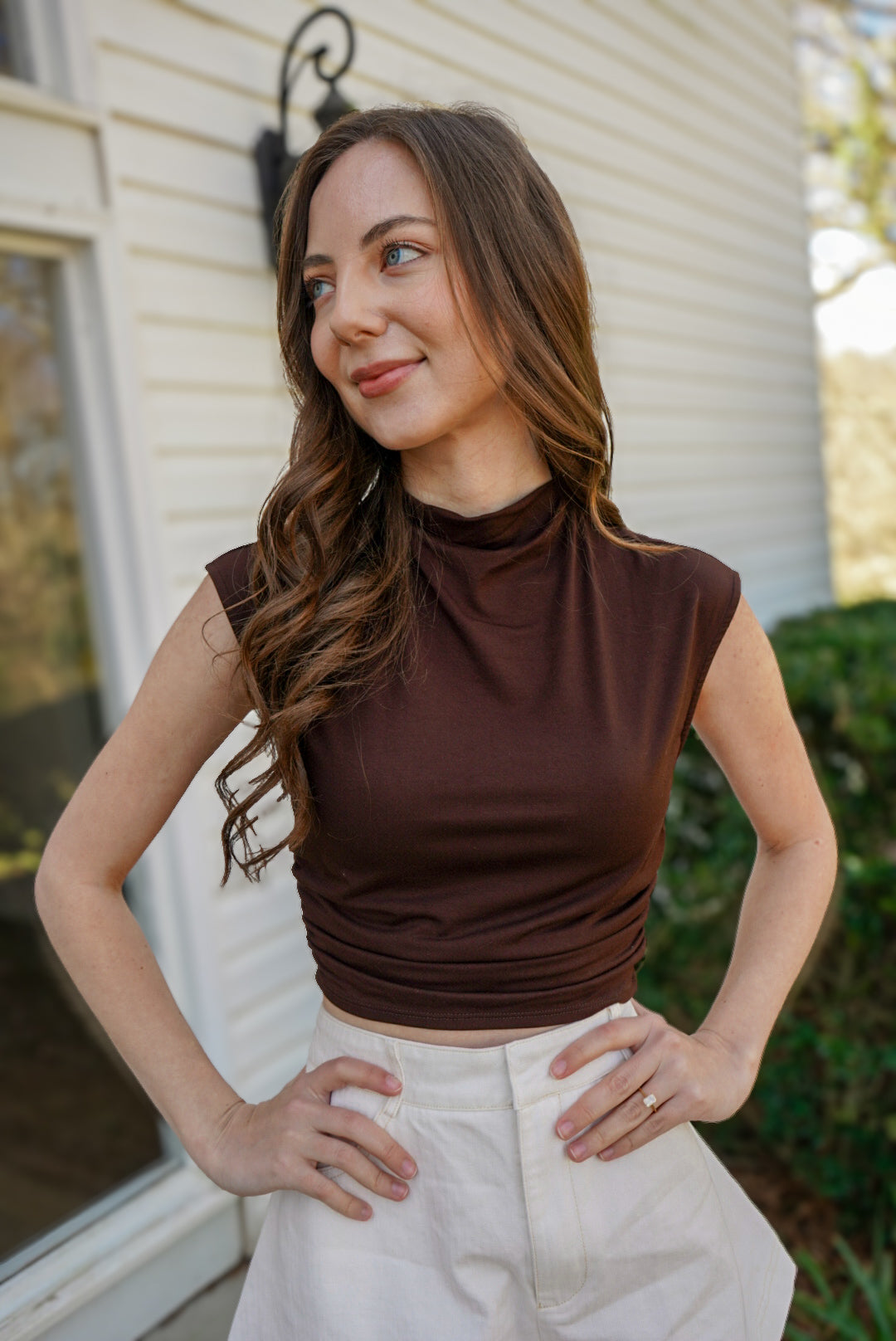 Chocolate Mock Neck Top