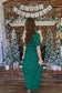 Morning Glory One Shoulder Hunter Green Dress