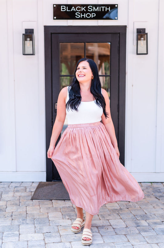 Rose Petal Sway Midi Skirt