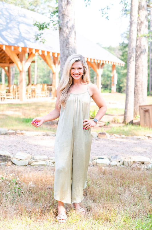 Breezy Retreat Olive Jumpsuit