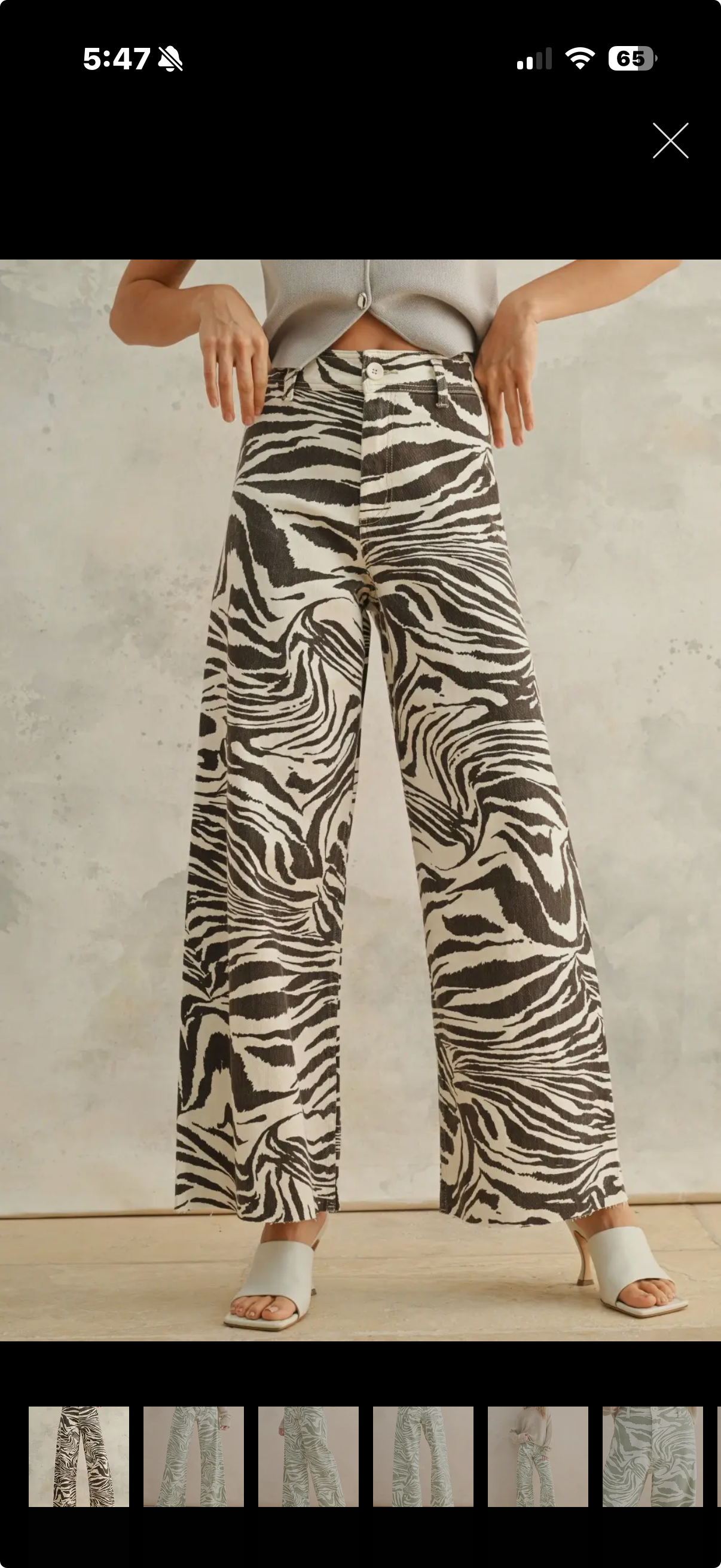 Lacie Straight Wide Leg Denim Pants- Zebra