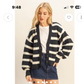 Striped Sweater  Cardigan - Black/White