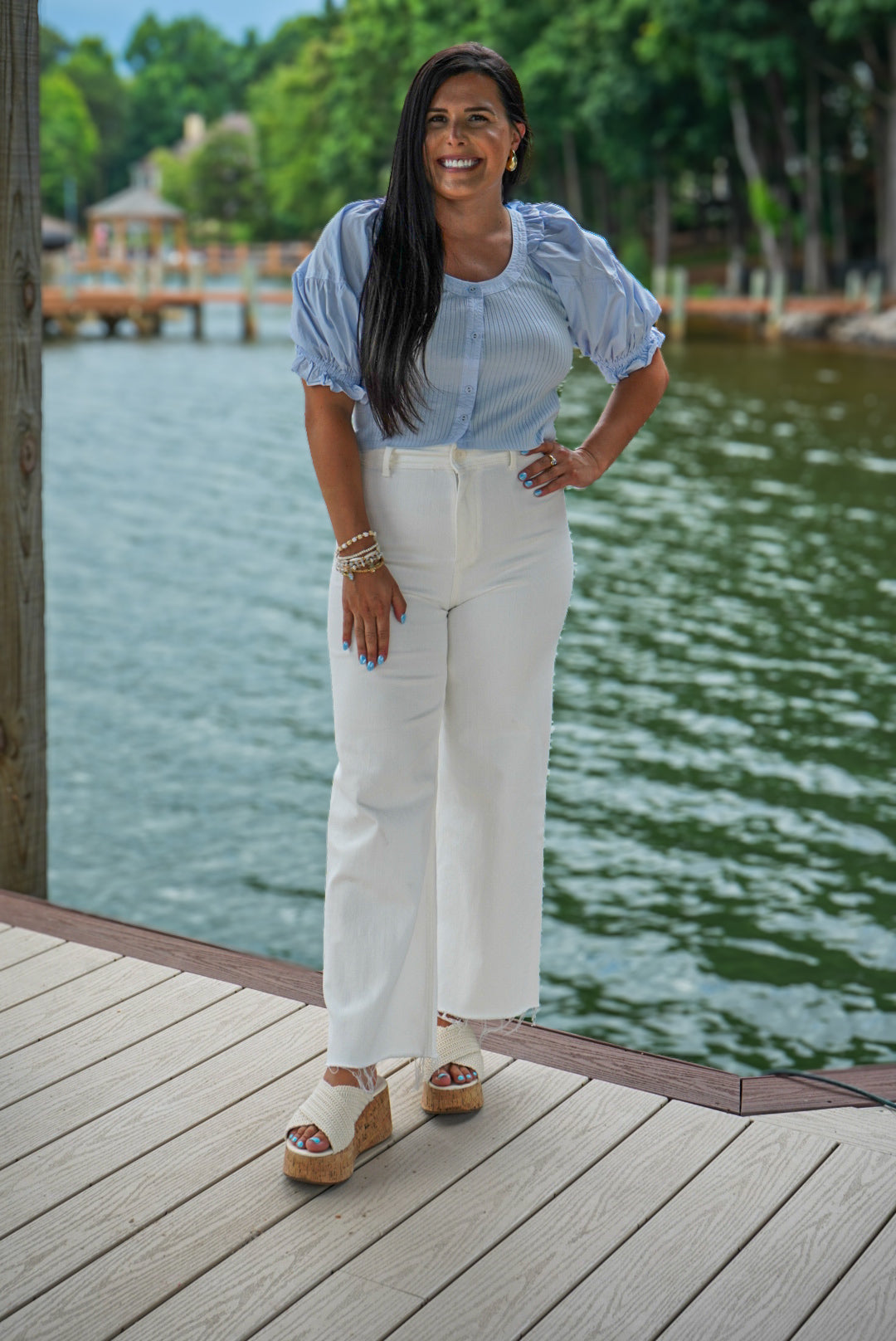 Lacie Straight Wide Leg Denim Pants - White 🤍 1 smalls