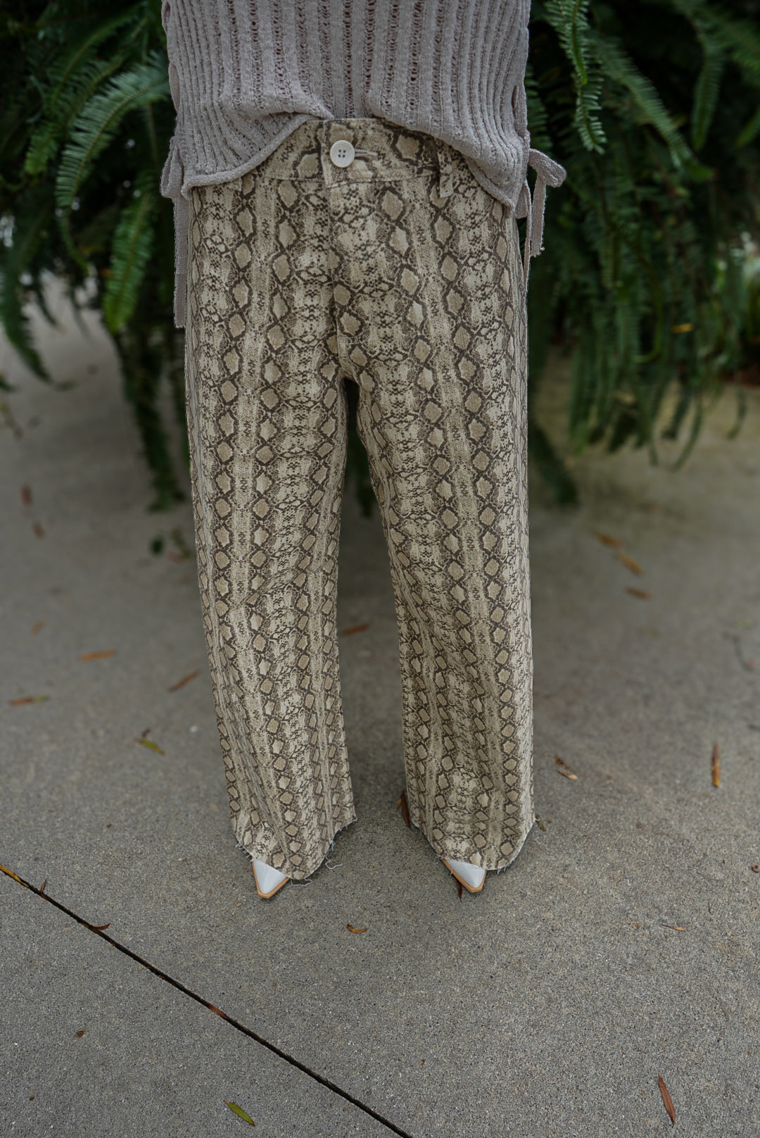 Lacie Straight Wide Leg Denim Pants- Snakeskin