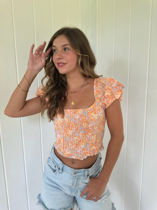 Leah Top - Blue/Orange