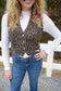 Leopard Denim Vest - Brown
