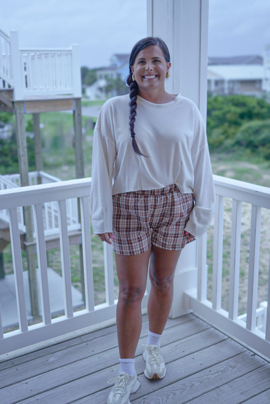 Brown Plaid Boxer Shorts