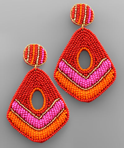 Red Teardrop Bead Earrings