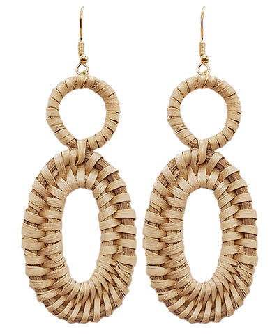 Ivory Rattan Dangle Earrings