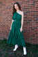 Morning Glory One Shoulder Hunter Green Dress