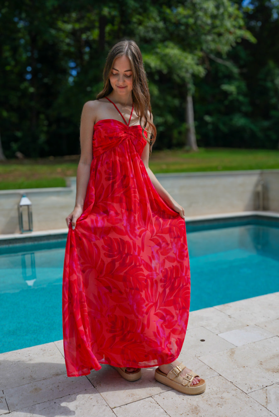 Sunset Red Maxi Dress