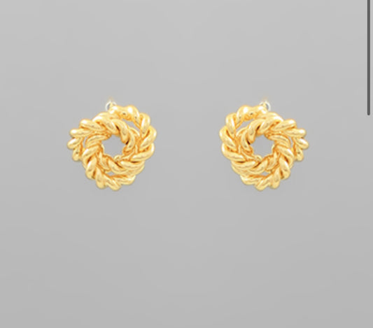 Gold Twisted Metal Knot Earrings