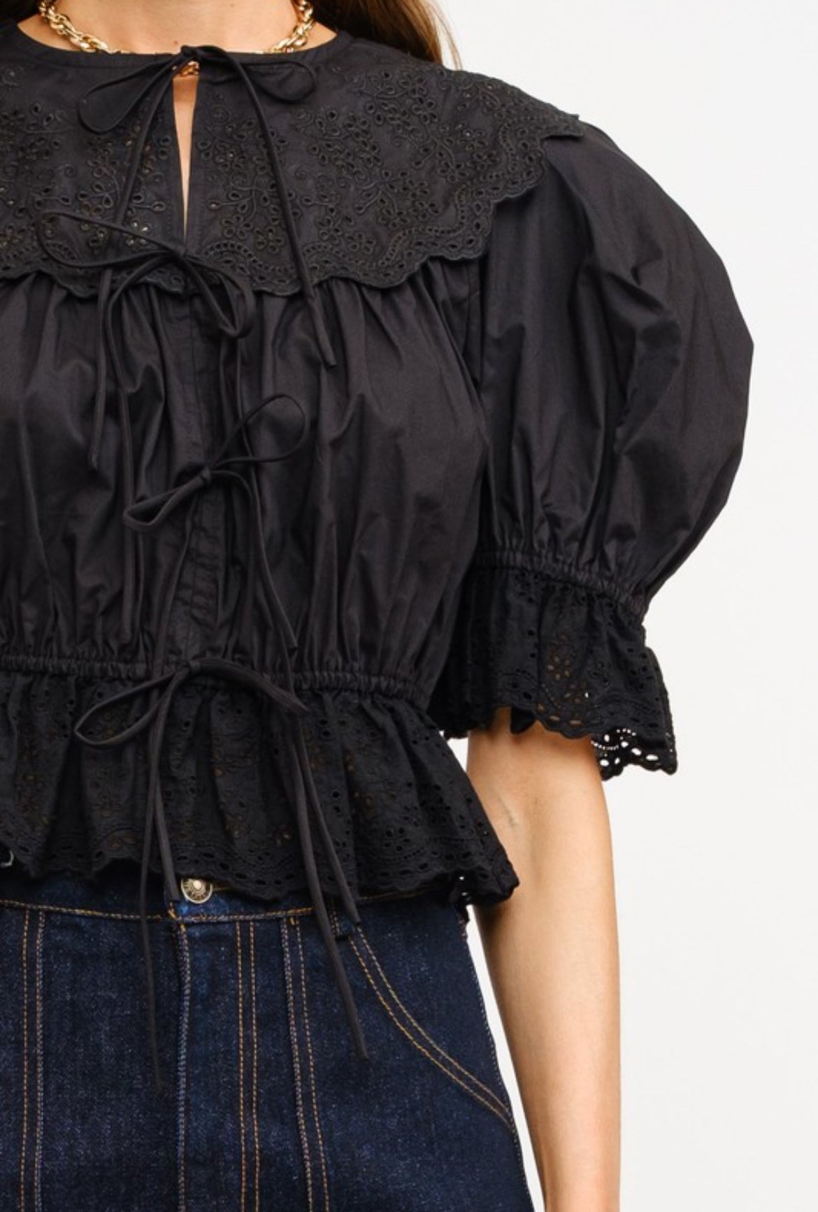 Emma Black Embroidered Blouse