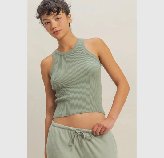 Sage Green Ribbed Tank