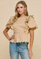 Khaki Scalloped Detail Top