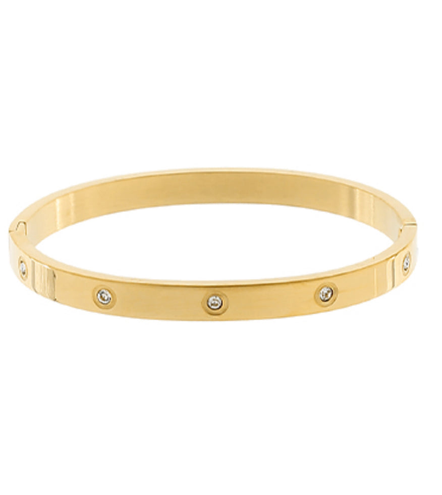 Gold Pave Station Metal Bracelet