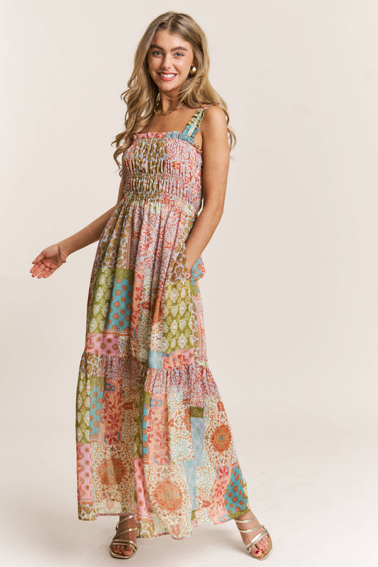 Patchwork Paradise Smocked Maxi