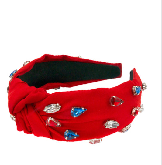 Red Multi Stone & Knot Headband