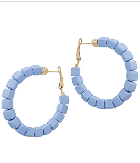 Periwinkle Clay Beads Hoops