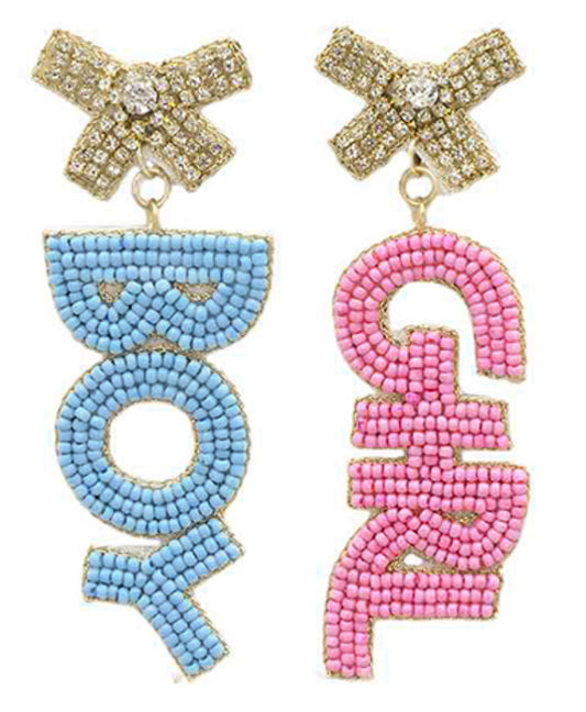 Gender Reveal Beaded Earrings