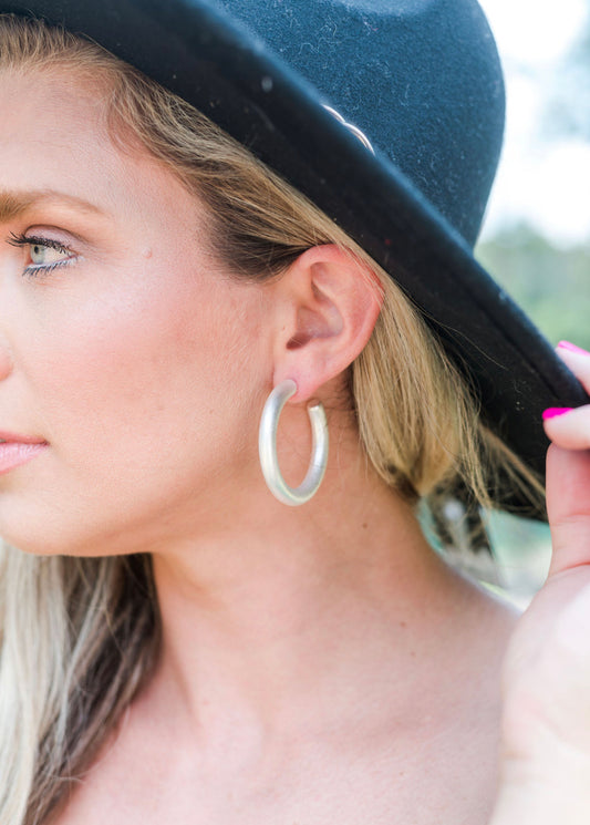 Sleek Shadow Silver Hoops