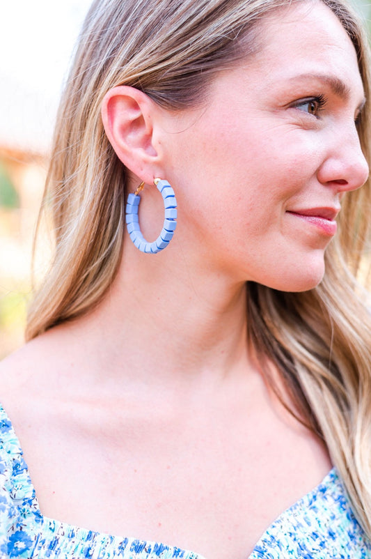 Periwinkle Clay Beads Hoops