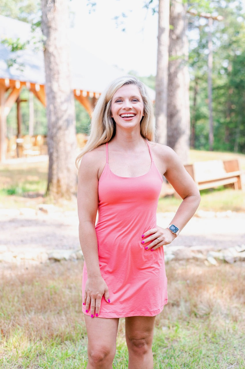 Coral Rose Racket Dress