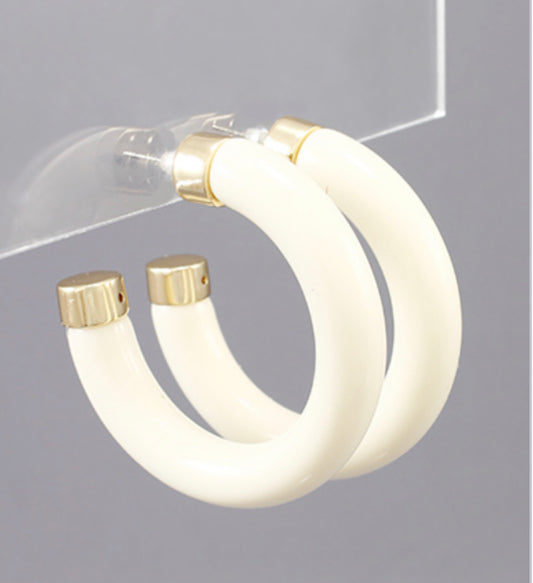 Ivory Acrylic Open Hoops