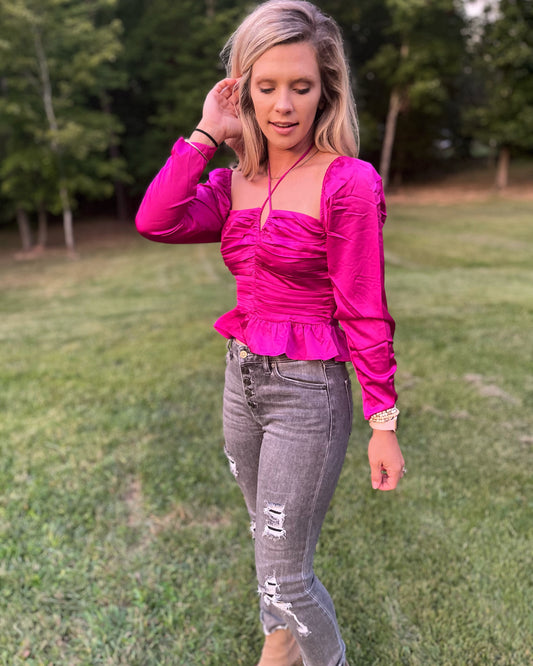 She Stands Out Fuchsia Cropped Top