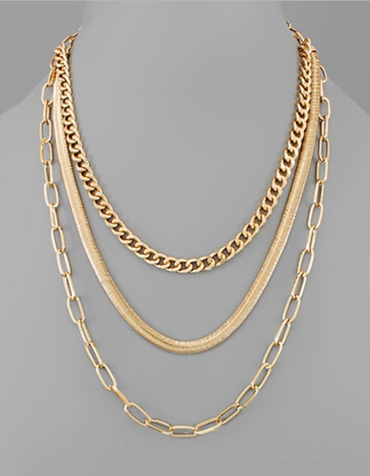 3 Chain Row Necklace